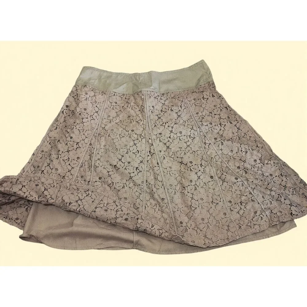 Liz Claiborne Axcess, Beige, Floral Lace, knee length skirt with lining